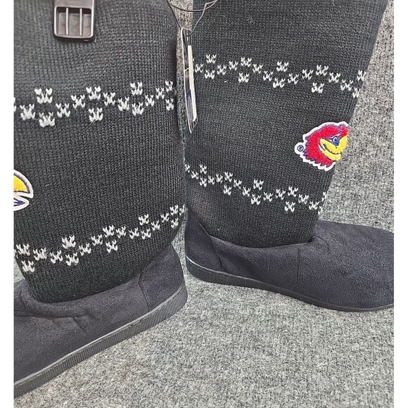 Kansas Jayhawks Size Medium 7/8 Women's Boots Winter Knit Fleece Button - Picture 4 of 9